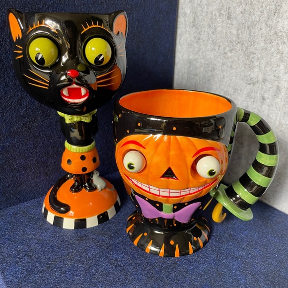 VTG 2002 Dept. 56 Googley-Eyed Halloween Cat Goblet - Picture 1 of 7